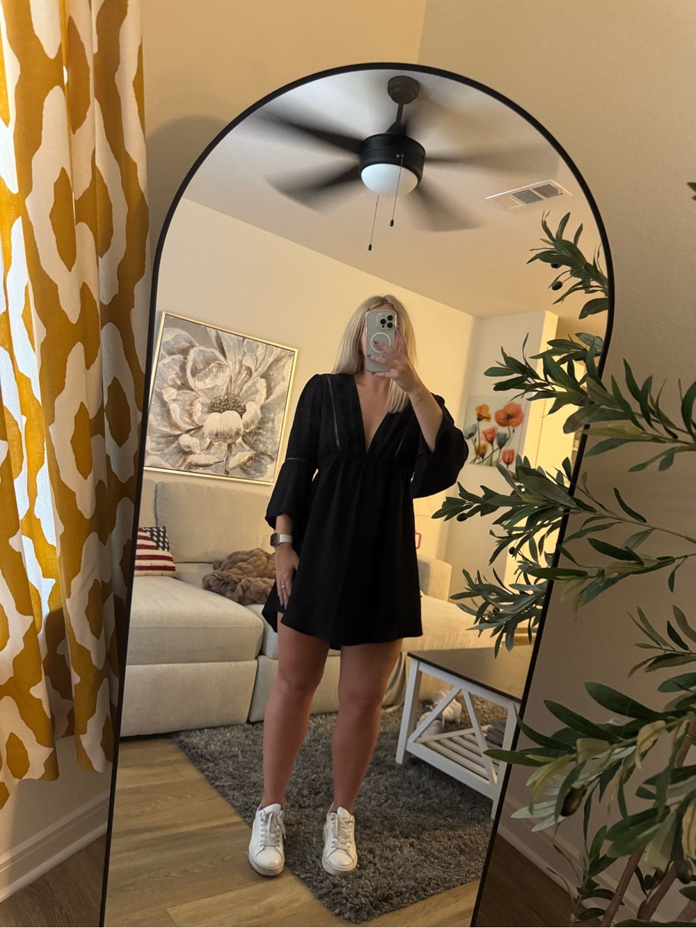 Black swim suit over up or dress